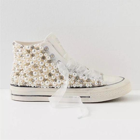 Free People x Nan-ku Pearl Crush Hi Top Sneakers Size 8 NWT - Picture 1 of 17